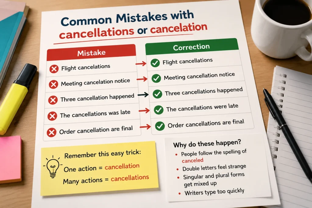 Common Mistakes with cancellations or cancelation