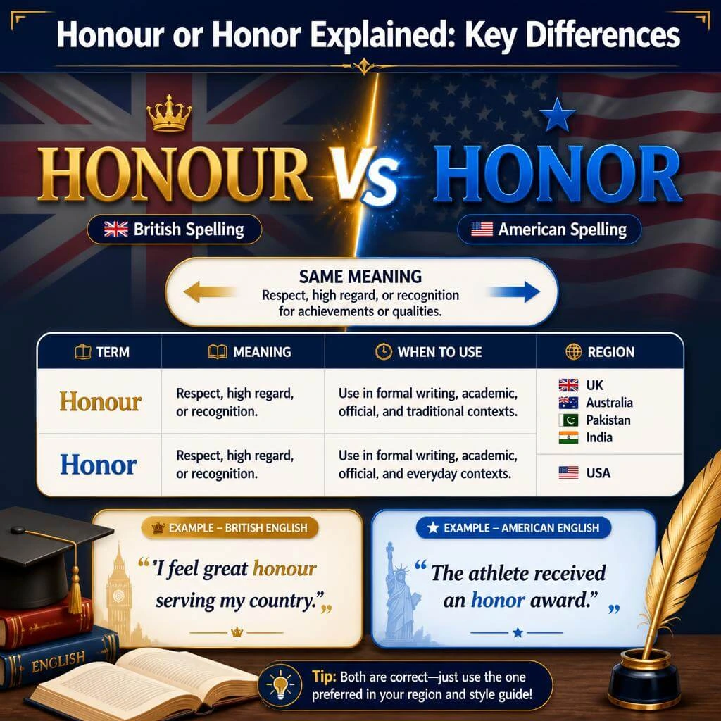 honour or honor explained: key difference