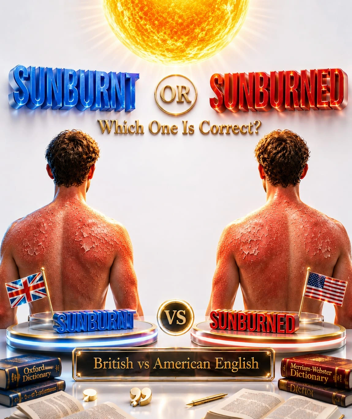 sunburned or sunburnt