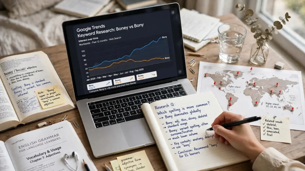 Boney or Bony – Google Trends and Usage Data