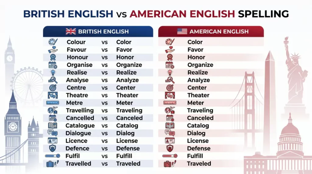 British English vs American English Spelling