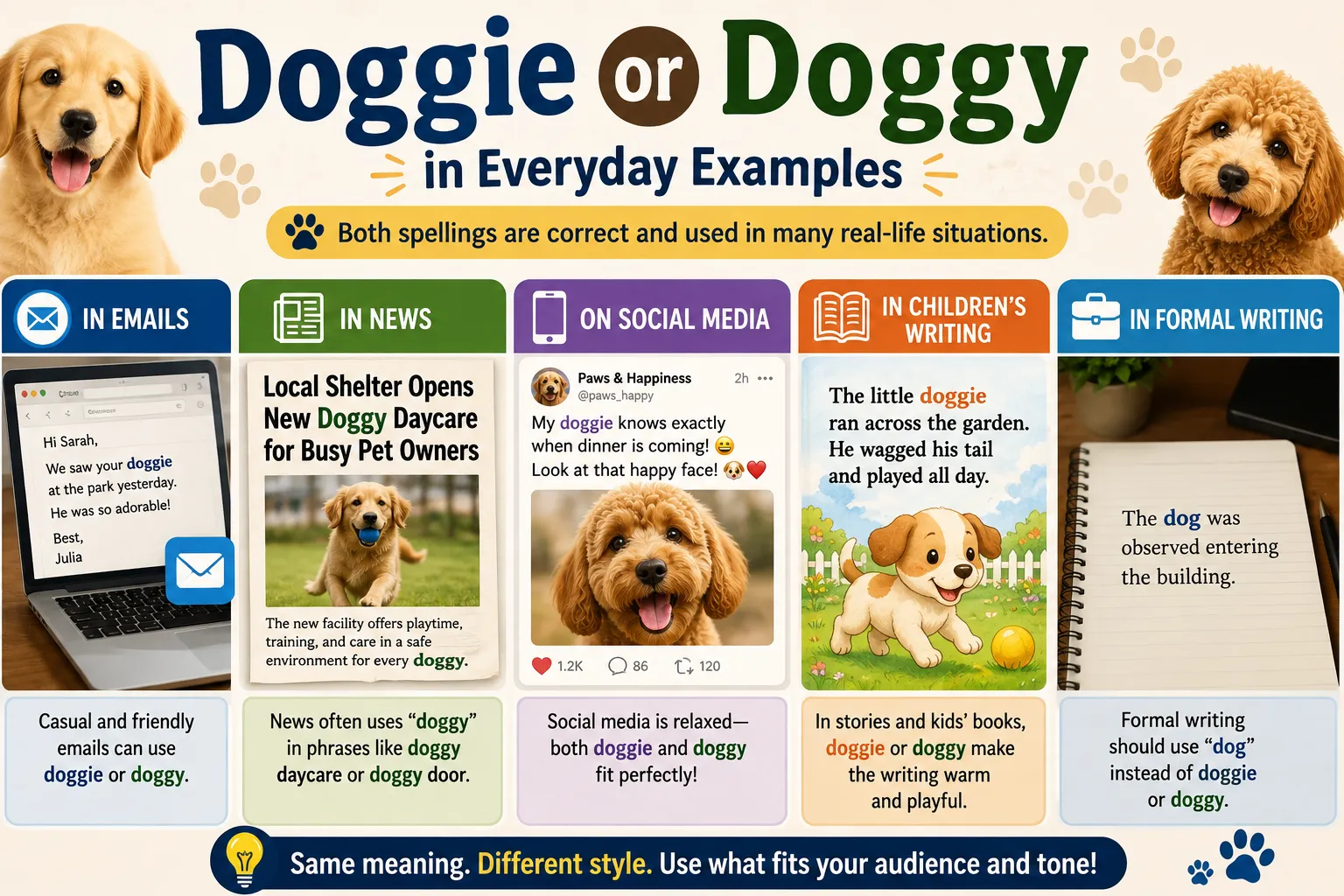 Doggie or Doggy in Everyday Examples