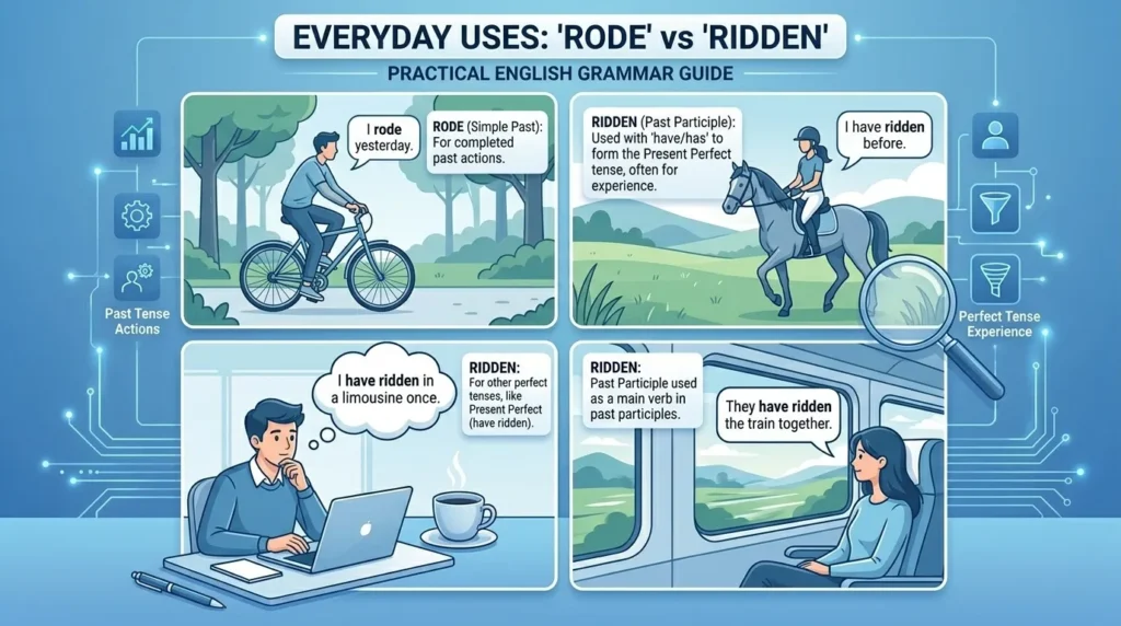 Ridden or Rode in Everyday Examples