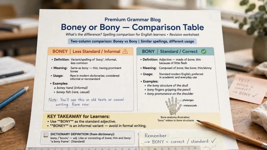 Boney or Bony Comparison Table