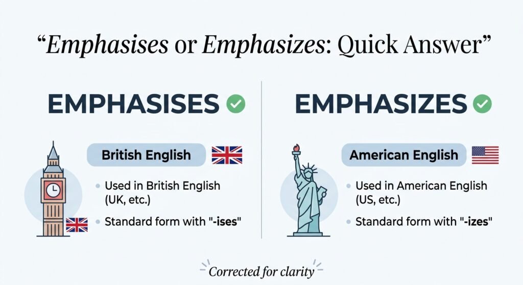 Emphasises or Emphasizes: Quick Answer