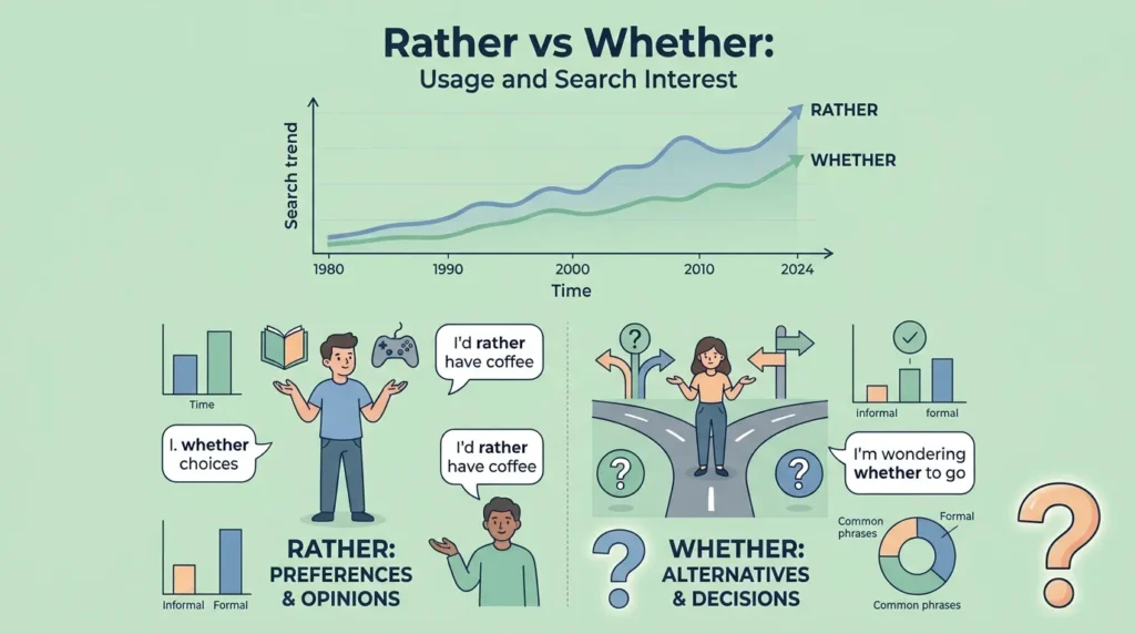 Rather vs Whether: Google Trends and Usage Data