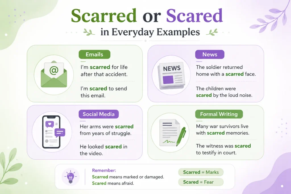 Scarred or Scared in Everyday Examples