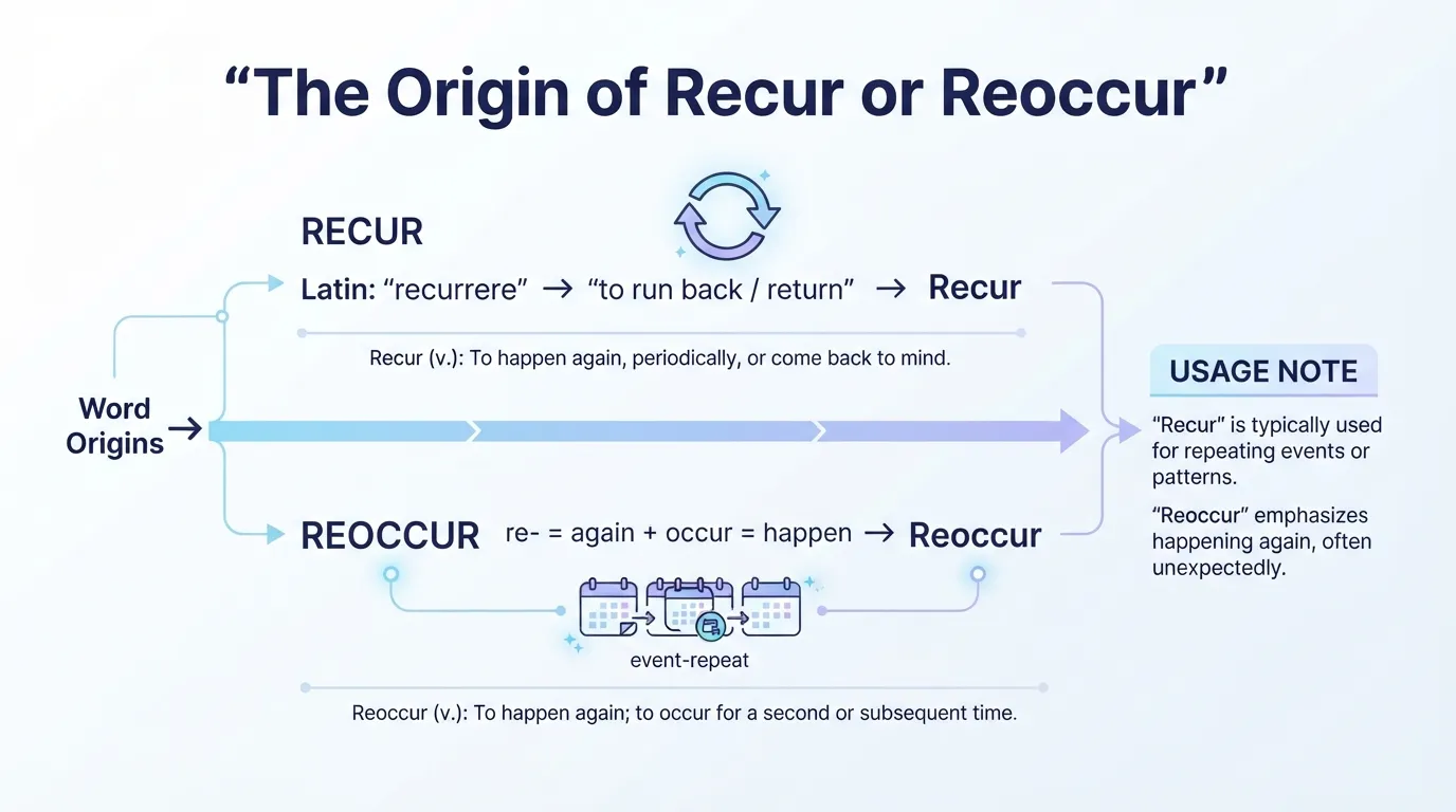 The Origin of Recur or Reoccur