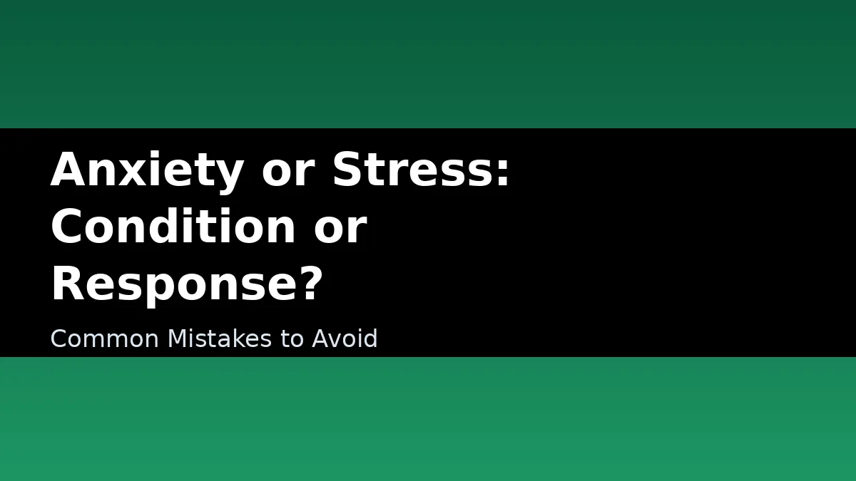 Anxiety or Stress: Condition or Response? - Common Mistakes to Avoid
