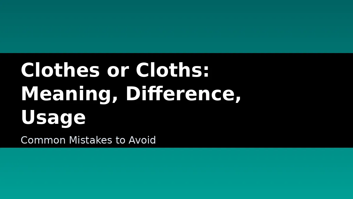 Clothes or Cloths: Meaning, Difference, Usage - Common Mistakes to Avoid