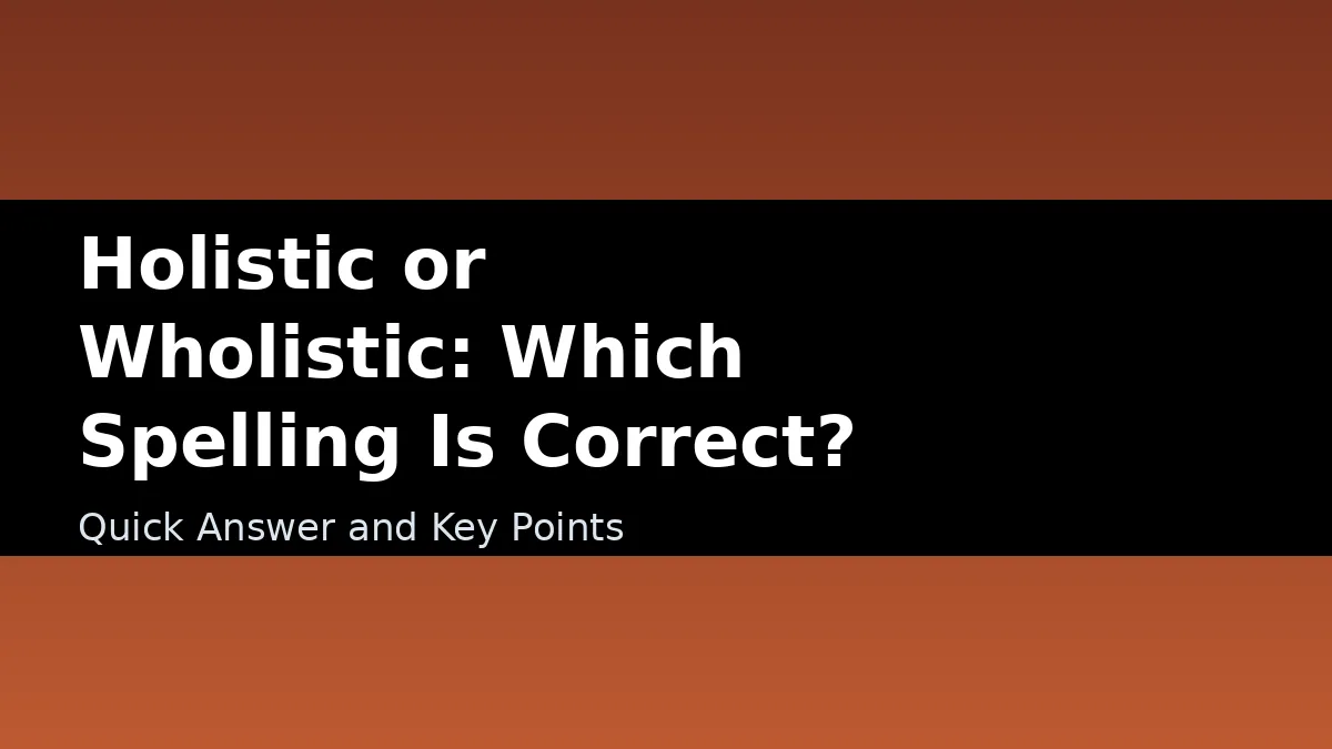Holistic or Wholistic: Which Spelling Is Correct? - Quick Answer and Key Points