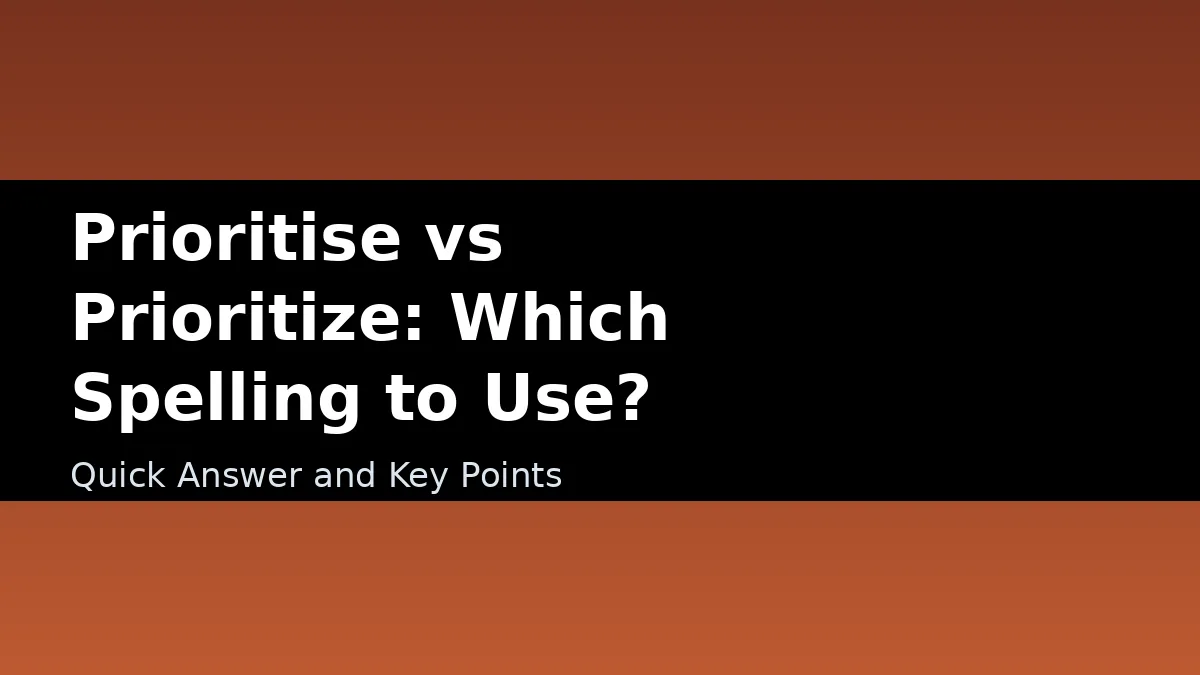 Prioritise vs Prioritize: Which Spelling to Use? - Quick Answer and Key Points